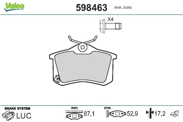 VALEO Hátsó fékbetét 598463_VALEO